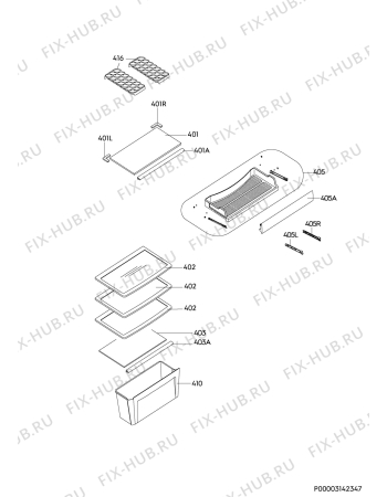 Взрыв-схема холодильника Arthur Martin AJF3540JOX - Схема узла Internal parts